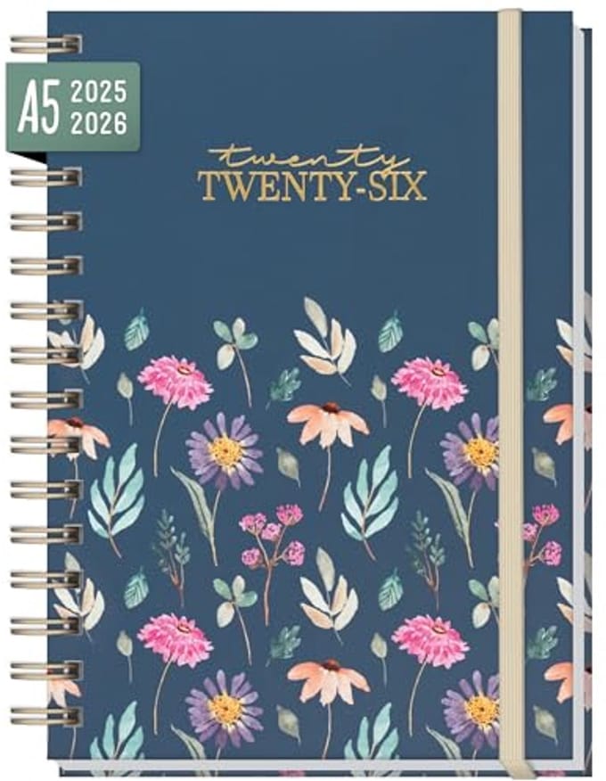 A5 Weekplanner 2025/2026 - 18 maanden Kalender met Flying Flowers Design