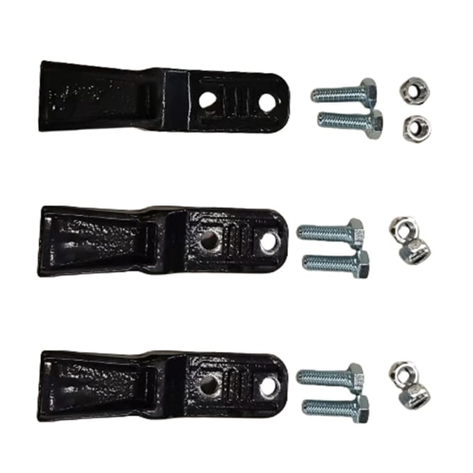 3 Pièces Dents de Godet d'Excavatrice Acier au Carbone Remplacement de Dent de Godet d'Excavation avec Vis et Écrous pour Chargeur Rétroexcavateur de Tracteur black