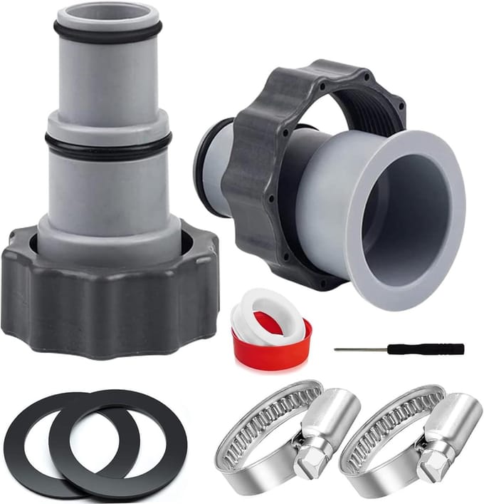 Zwembadadapter set voor 32-38 mm slangen, 2 stuks, eenvoudige installatie