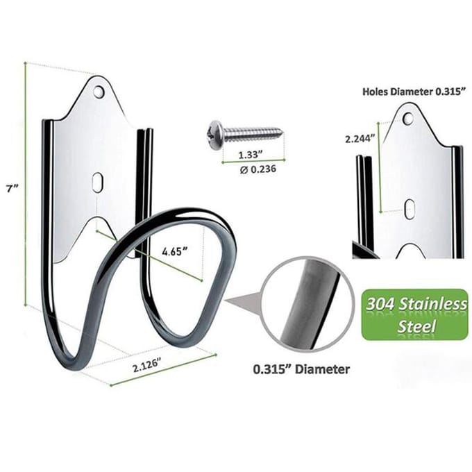 Tuinslanghouder Heavy Duty Wandmontage Water Slang Hanger voor Tuin Erf Garage Opslag zwart