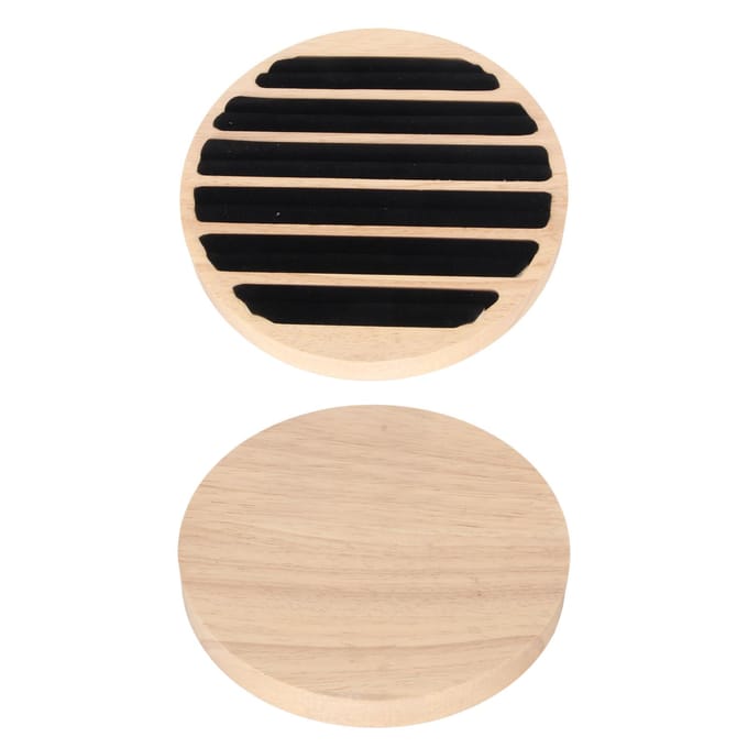 Boîte à bijoux ronde à 6 emplacements pour boucles d'oreilles et colliers. beige