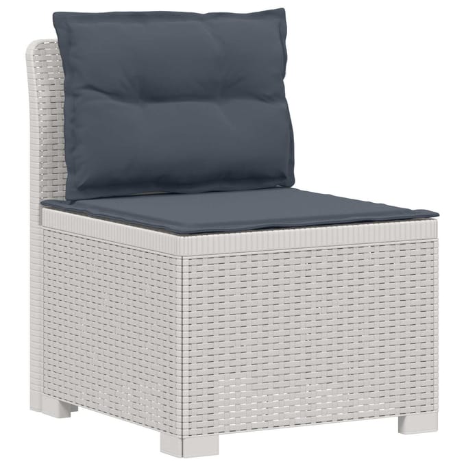 vidaXL - 4-Persoons - Tuin - Sofa - met - Kussens - Rattan - Look - PP - Wit
