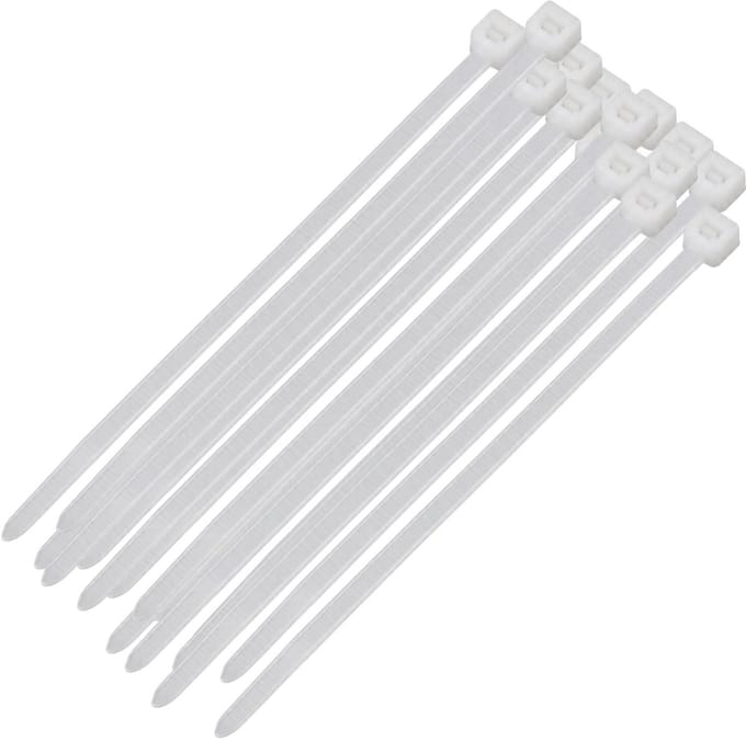 Benson Kabelbinders - tie wraps - wit - 200x stuks - 370 x 4,8 mm - plastic
