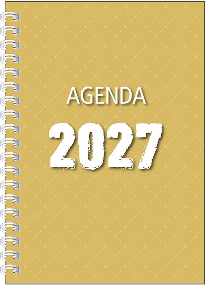 MGPcards - Agenda A5 2027 - Ringband - Spiraal - Flexibele kaft - Weekoverzicht - Oker - 15 x 21 cm
