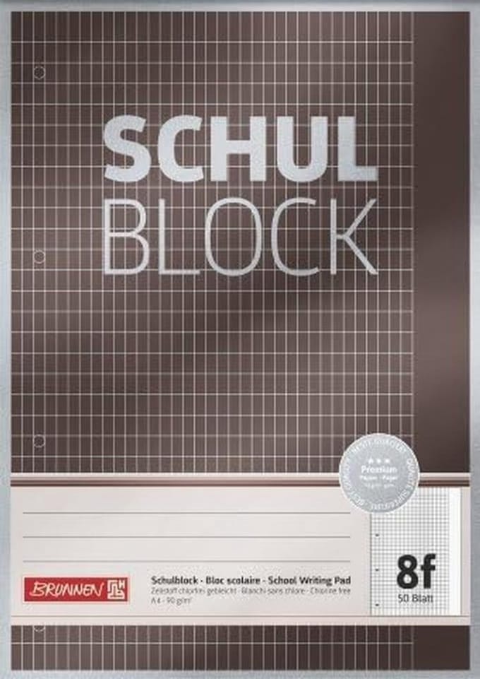 Schoolblok A4 8 lijn, 50 blad, spiraalrug, Premium kwaliteit