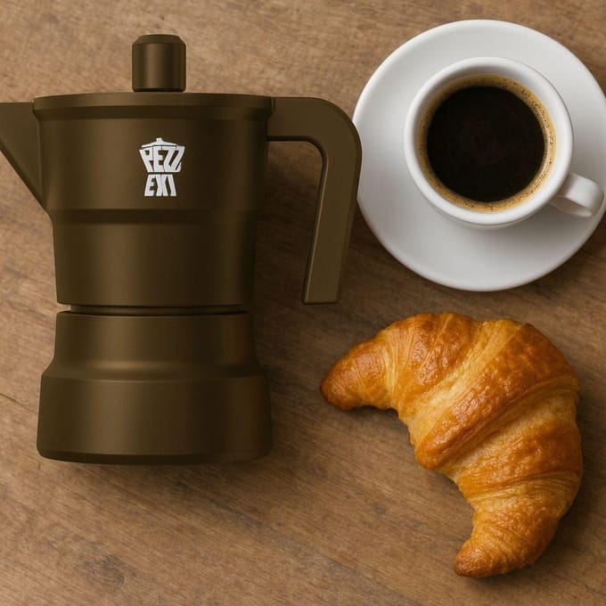 Cafetiere italienne - PEZZETTI - SOLIDEXPRESS - Aluminium - 3 tasses - Kaki