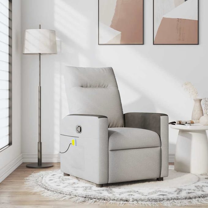 vidaXL - Massagestoel - verstelbaar - stof - wolk - grijs