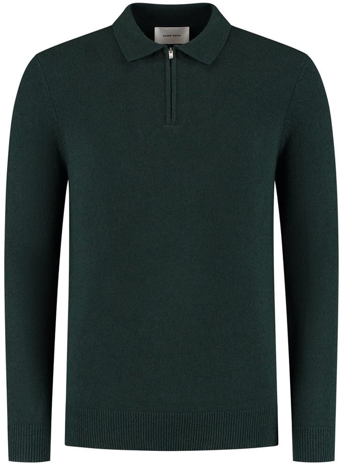 Pure Path Regular fit Zip Polo Knitwear Dark Green (25030820 - 16)