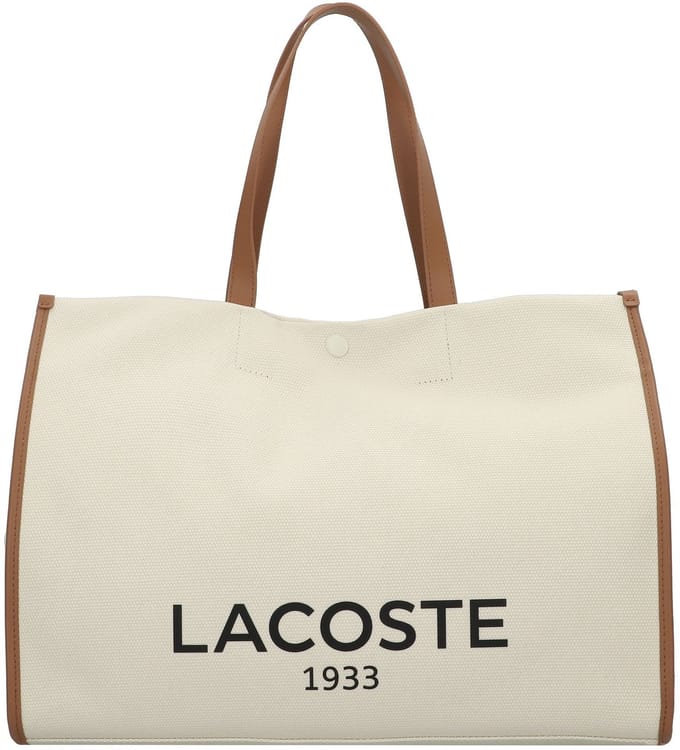 LACOSTE schoudertas shopper Heritage Canvas Shopping Bag Natural Tan crème