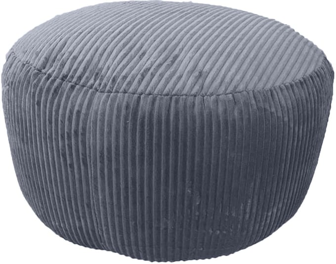 Poef - ⌀ 35 cm - ribstof - donkergrijs