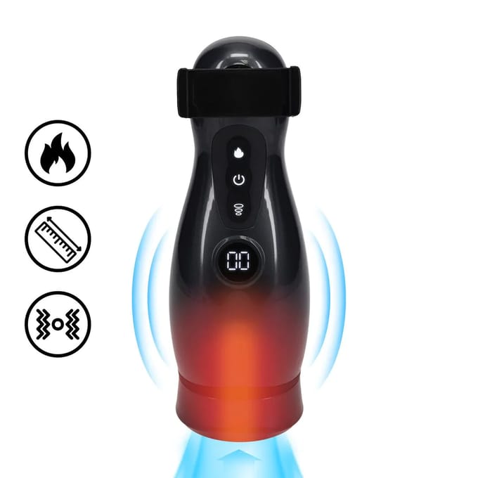 Virtuo - Suction and Vibration Masturbator Pump with Phone Attachment - Gun Metal