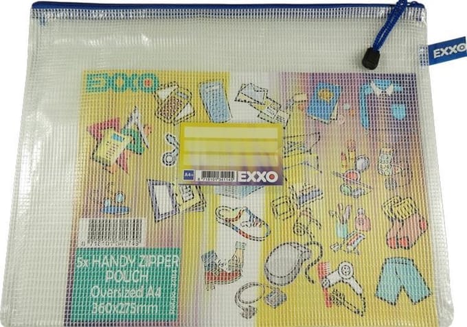 EXXO-HFP #34114- A4-XL Opbergtas Handy; Multi-Purpose; Rits Blauw; 5 stuks