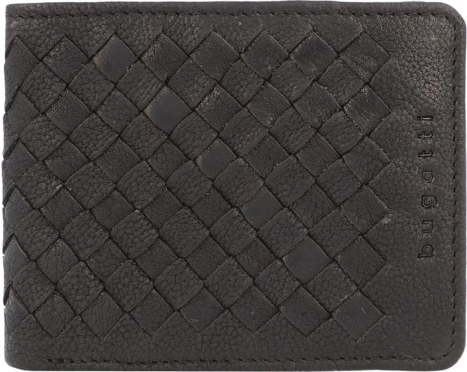 Bugatti Geweven portefeuille leer 11 cm - Jongens - Horizontaal - schwarz