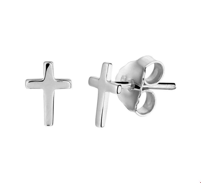 oorknoppen kruis zilver gerhodineerd 1329958