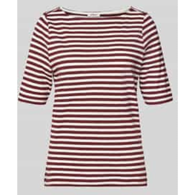 Gestreept T-shirt in een gemeleerd garen, getailleerde pasvorm, bootnek, dames s.Oliver