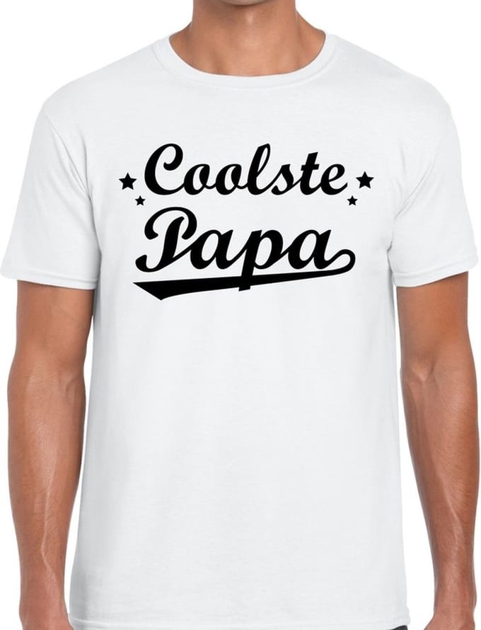 Coolste papa t-shirt wit voor heren - wit coolste papa cadeaushirt - vaderdag shirt M