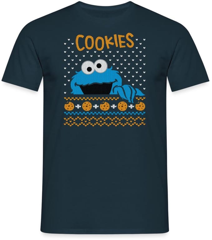 Sesamstraat Koekiemonster Cookies Lelijk Kerst T-Shirt Heren