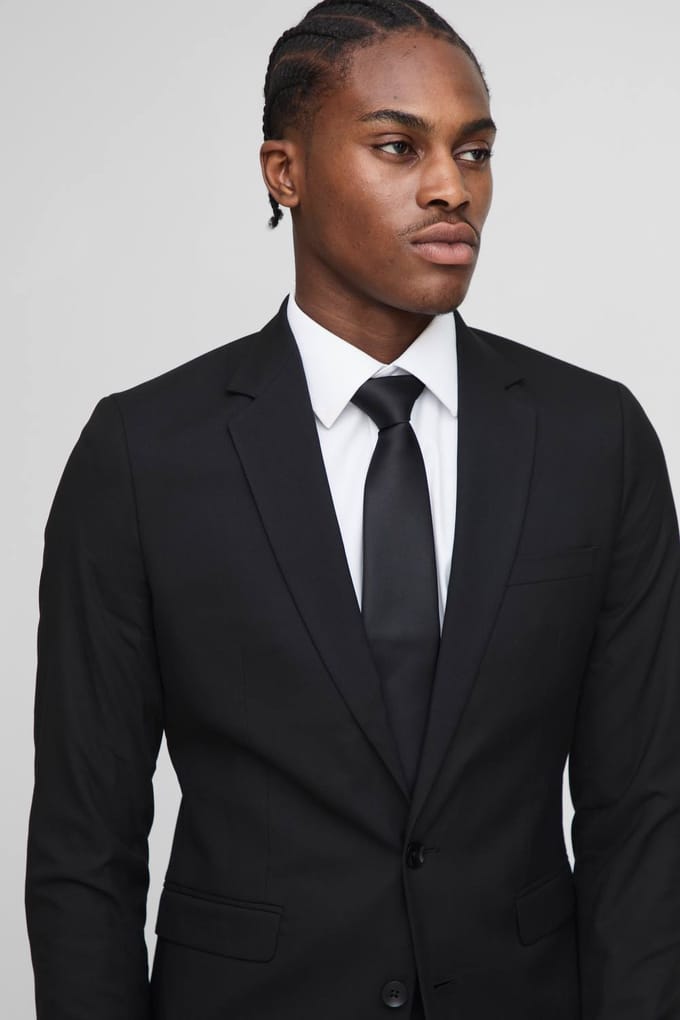 Super Skinny Single Breasted Suit Jacket | Black | Size 52