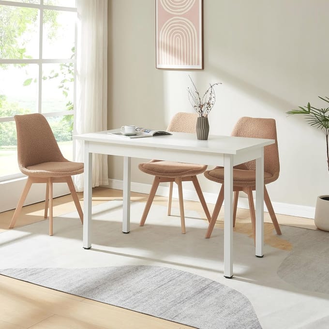 Moderne Eettafel 120x60 cm Wit MDF en Staal
