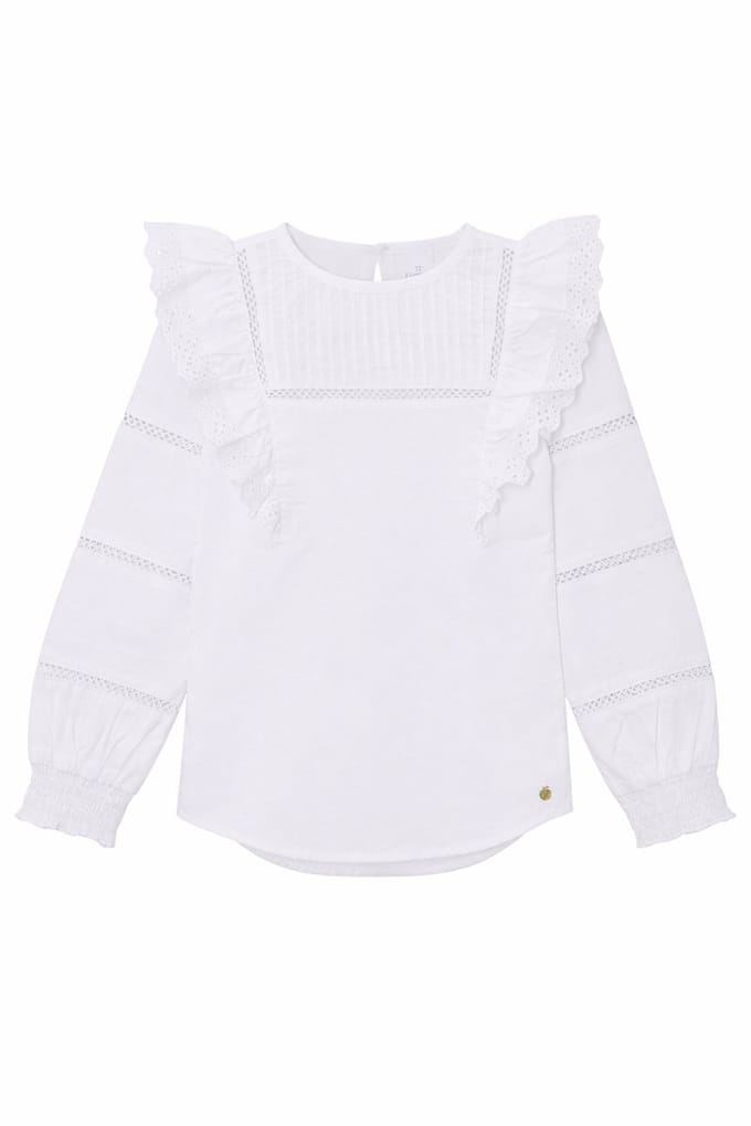 Funkle Blouse Snow White – Paper Touch Cotton Poplin – Luxe Meisjesmode