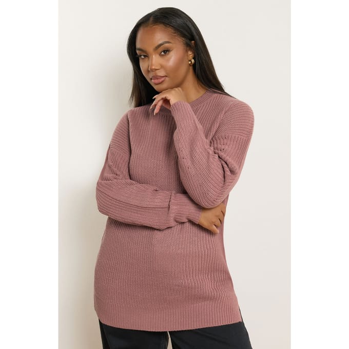 Yours Roze Drop Shoulder Trui Size 54-56