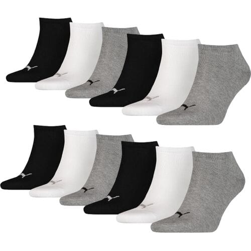 Puma Sneakersokken Plain 12-pack Zwart / Wit / Grijs-47/49