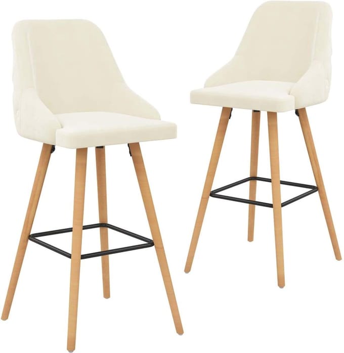 Medina Barstoelen 2 st fluweel crème