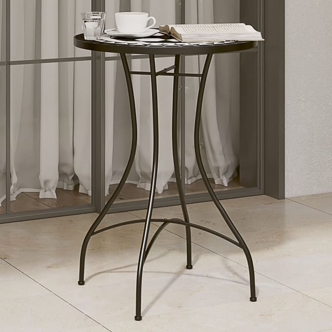 vidaXL - Bistrotafel - mozaïek - Ø50x70 - cm - keramiek - zwart
