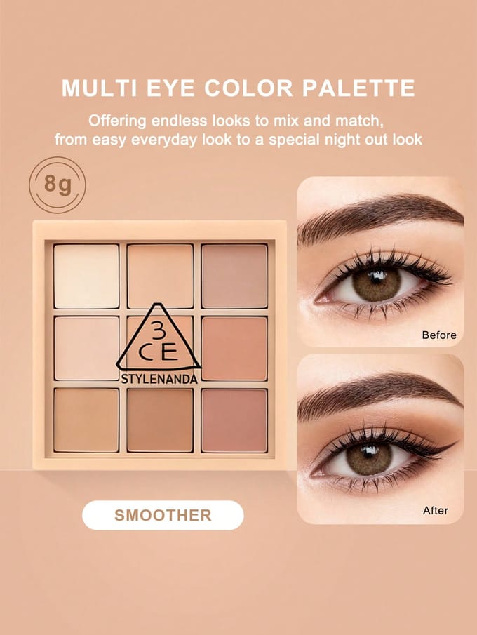 3CE Multi Color Oogschaduw Palet #OVERTAKE Dagelijkse Make-up 8.1g #SMOOTHER