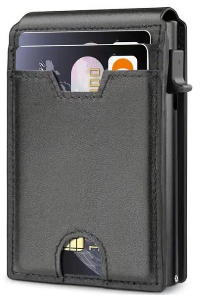 BUGOLINI VaultCard – RFID Beschermde PU Lederen Kaarthouder – Slanke & Veilige Portemonnee voor Dames en Heren – Zwart