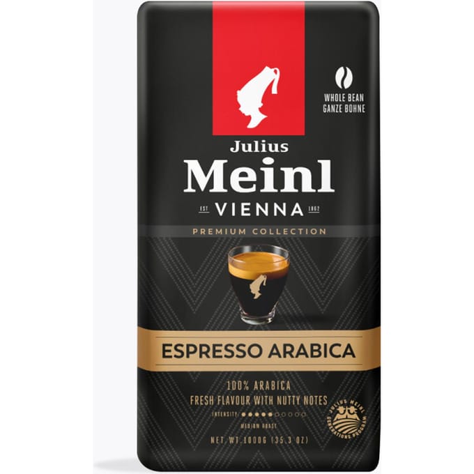 Julius Meinl Espresso Arabica 1 kg | Ganze Bohne | Brazilië, Midden-Amerika | Premium 100% Arabica bonen voor een fluweelzachte Weense koffie-ervaring