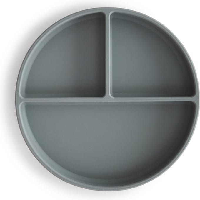 Mushie siliconen vakjes bord - Kleur Stone - Kinderservies