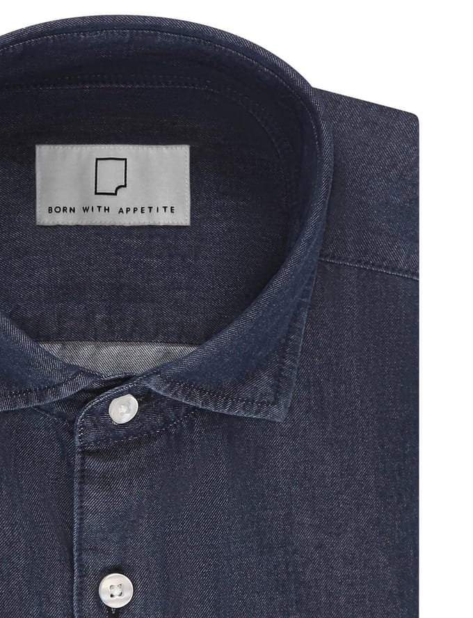 Overhemd Born with Appetite donkerblauw spijker