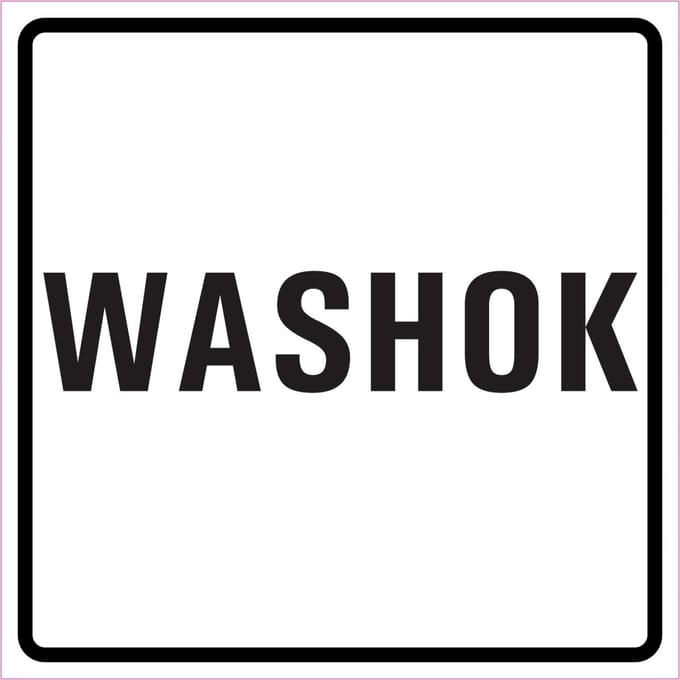 Washok sticker, wit zwart 100 x 100 mm