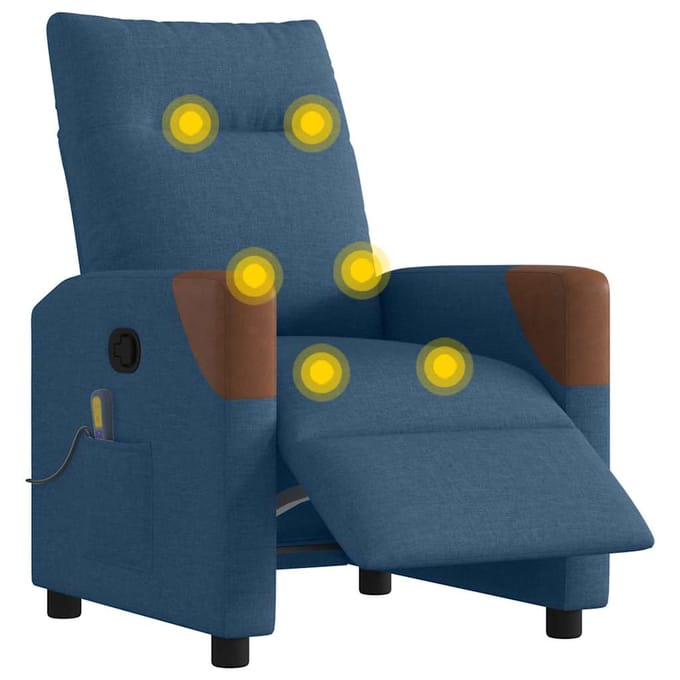 vidaXL - Massagestoel - elektrisch - verstelbaar - stof - blauw