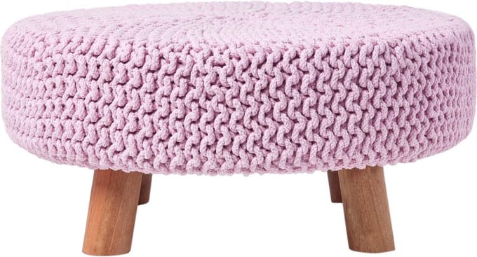 Homescapes Gebreide Voetenbank 30cm Hoog, Roze