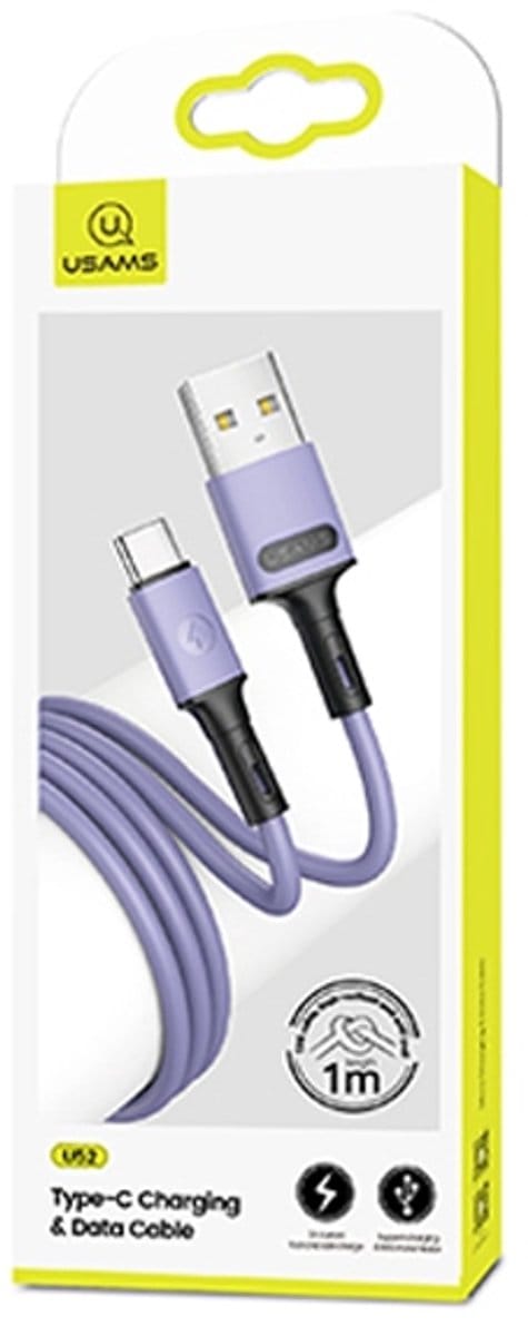 USAMS U52 Serie - USB-C Kabel - Snel Opladen - 1m - Purper