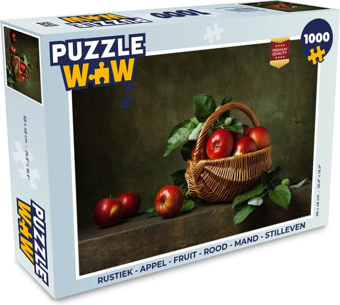 Puzzel Rustiek - Appel - Fruit - Rood - Mand - Stilleven - Legpuzzel - Puzzel 1000 stukjes volwassenen