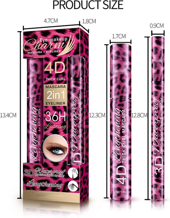 DW4Trading Mascara 4d + Eyeliner 3d Waterproof - Zwart