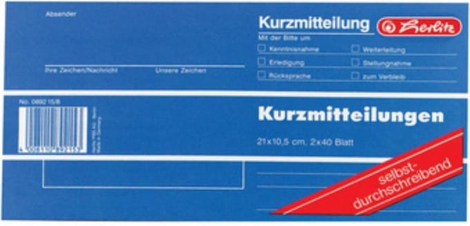 Formulierenboek 'Beknopte notities', formaat 1/3 liggend A4.