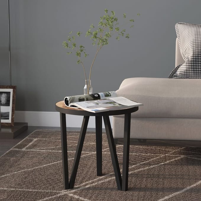 vidaXL - Salontafel - Ø35 - cm - MDF - zwart - en - geel