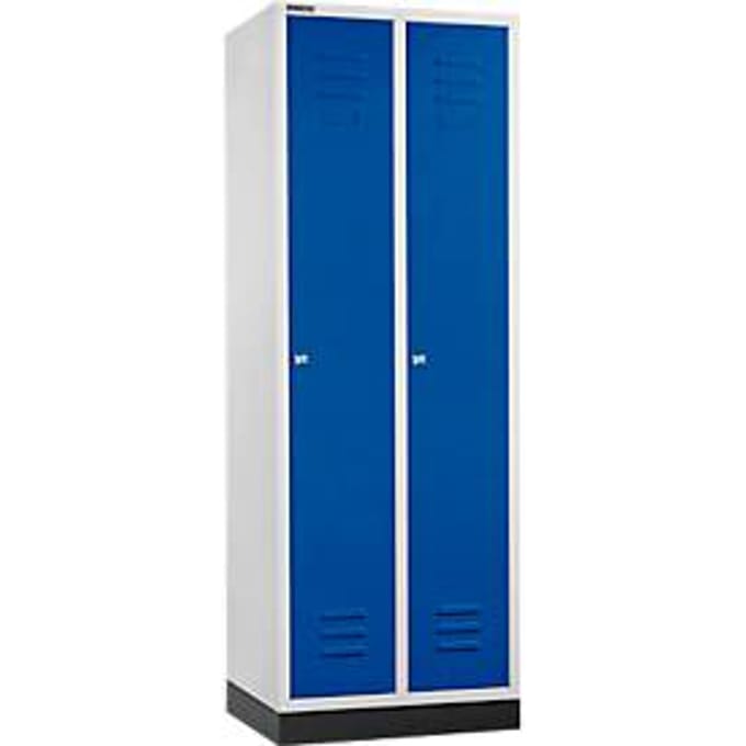 Schäfer Shop Select Kledinglocker, met 2 compartimenten, met fitting, cilinderslot, lichtgrijs/gentiaanblauw