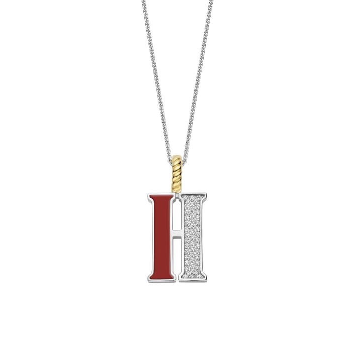 TI SENTO Dames Hanger - 925 zilver - Letter H - Rood - 6840CR_H