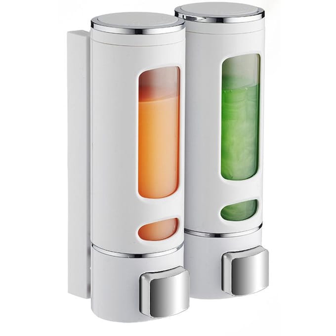 Driekoppige 400 ml handmatige zeepdispenser aan de muur gemonteerde hotel hotel shampoo box badbox zeepmachine wit