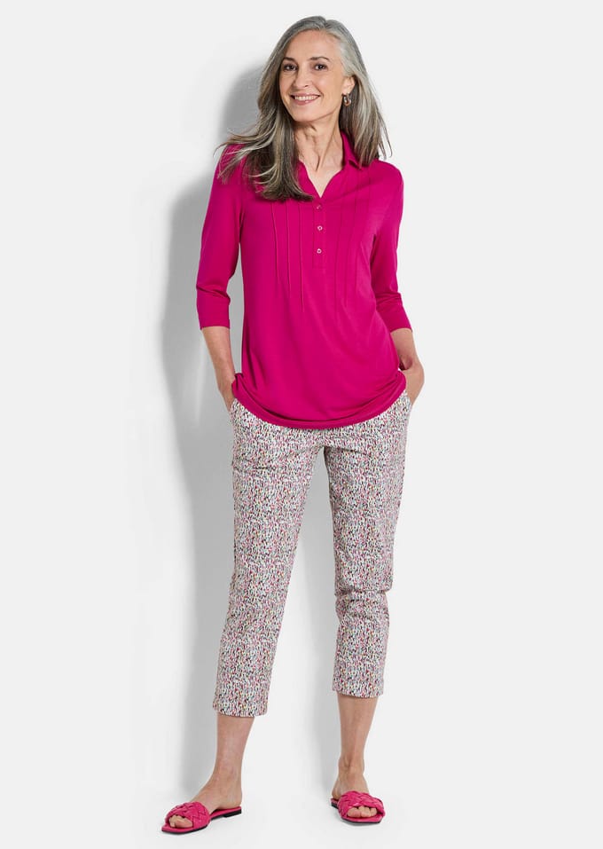 Tuniekshirt van jersey met biesjes - pink - Gr. 52 van Goldner Fashion