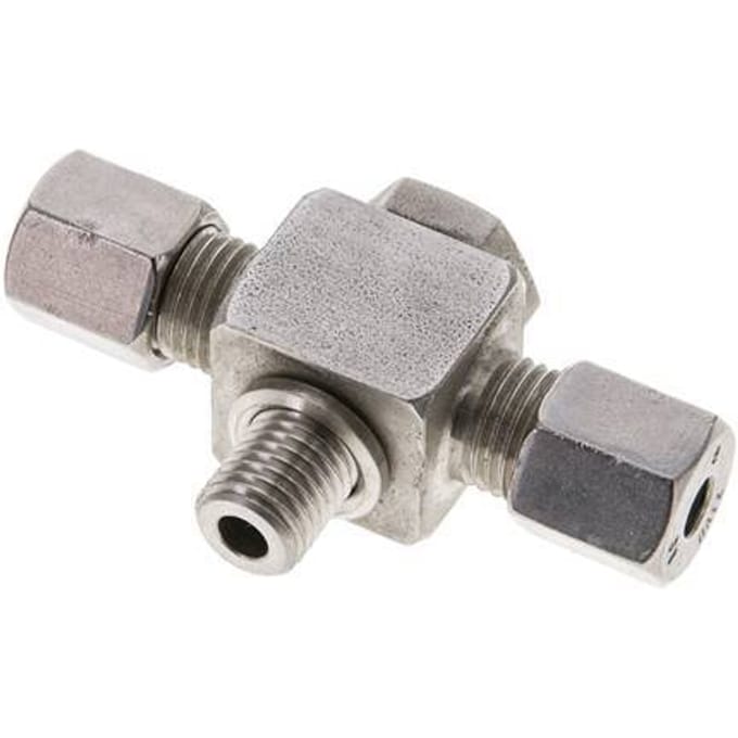 6S & M12x1.5 RVS T-Draaidoorvoer Snijringkoppeling Buitendraad 400bar ISO 8434-1