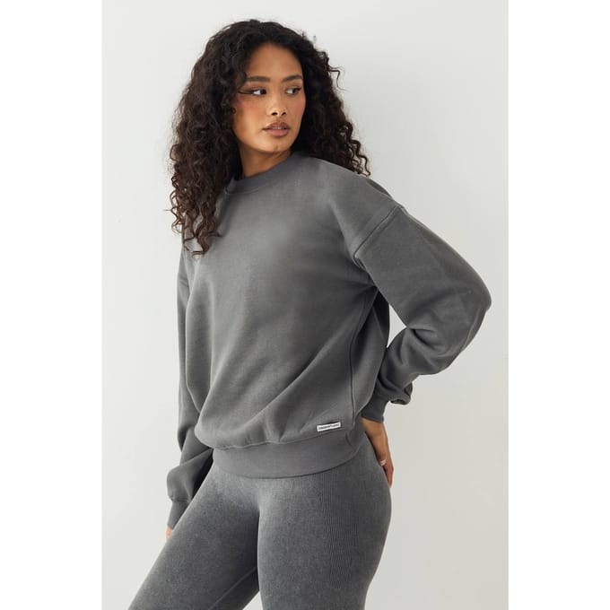 Dames DSGN Studio Crew Neck Oversized Sweatshirt | Charcoal | Maat: Medium