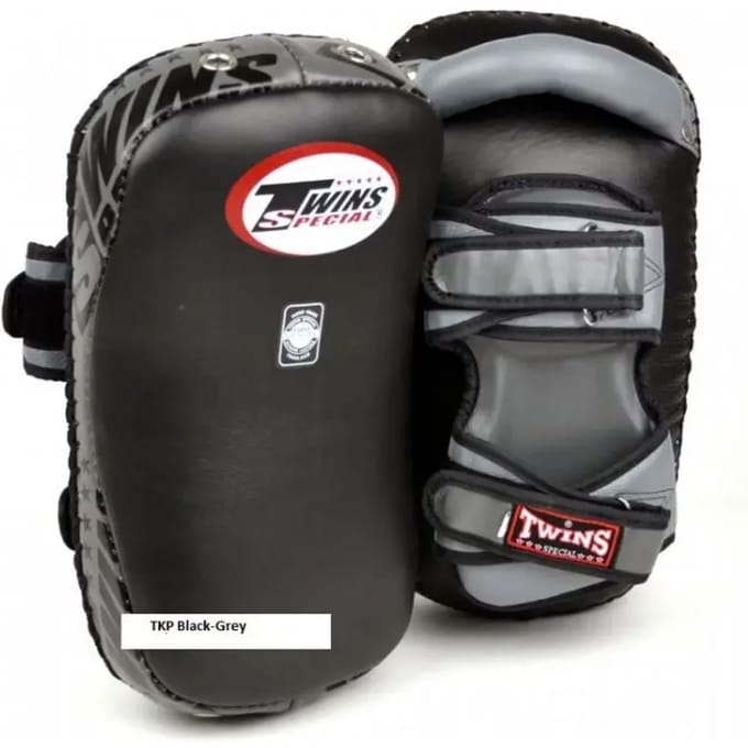 Twins Curved Arm Pads Kick Pads TKP 7 Leder Zwart Grijs -