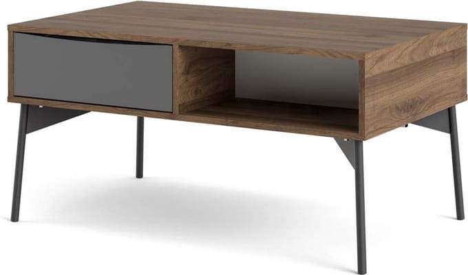 Elly salontafel met 1 lade en 3 legplanken bruin,grijs.