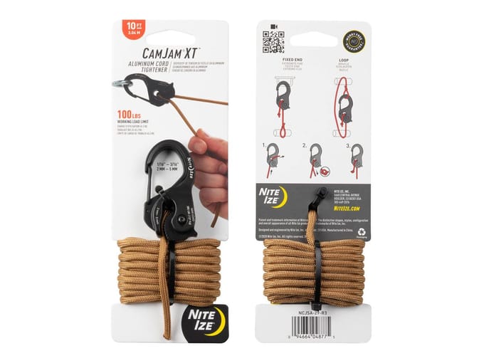 Nite Ize CamJam XT Aluminium Koord Opspanner met Coyote Paracord van 3 meter